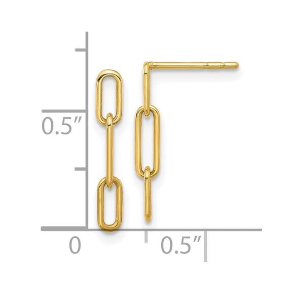 Kazi Luxury 14k Yellow Gold Polished Open Link Post Dangle Earrings